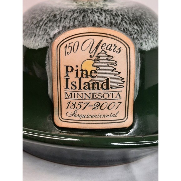 Hand Thrown Green Cheese Bell Dome Butter Dish PINE ISLAND Gray Fox Pottery MN - Picture 2 of 8